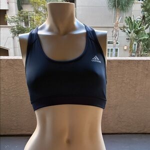 adidas Black Scoop-Neck Sports Bra with Subtle Logo